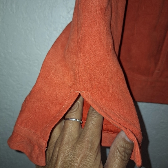 Chico's Orange Crinkle Luxe Rudy Ruffle Jacket Tangerine Dream Sz Large - Picture 6 of 10